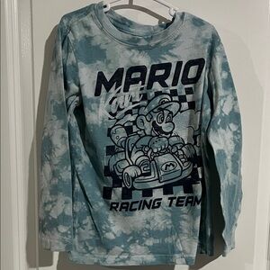 Nintendo Mario Kart Racing Team Kids Long Sleeve Tee - Blue and White